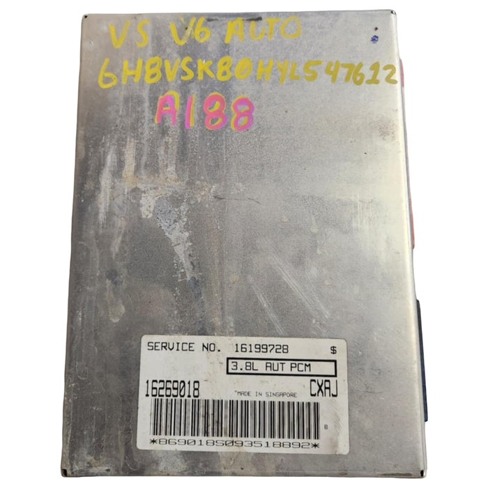 A188 - VS V6 - HOLDEN COMMODORE - ECU AUTO 3.8L - SERVICE #16199728