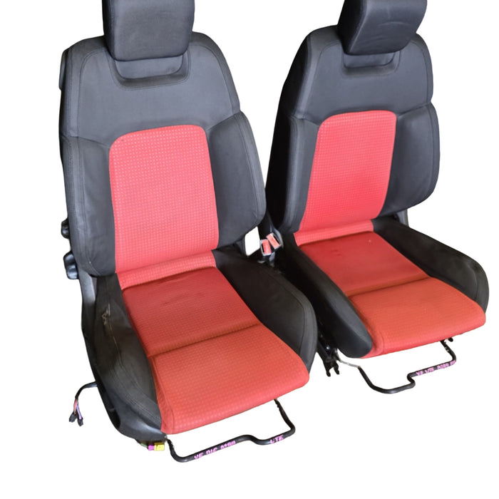 A284 - VE SV6 Holden Commodore Utility - Front Seats Red and Black Cloth - PAIR