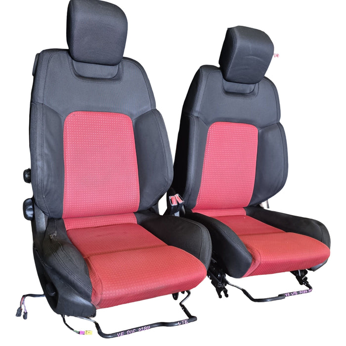 A284 - VE SV6 Holden Commodore Utility - Front Seats Red and Black Cloth - PAIR