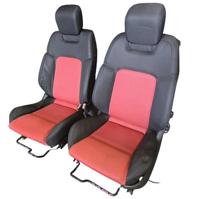 A284 - VE SV6 Holden Commodore Utility - Front Seats Red and Black Cloth - PAIR