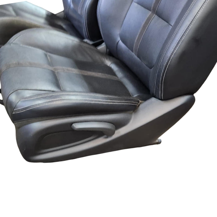 da001 - VF Holden Commodore - Front Leather Seats with white stitching and black suede