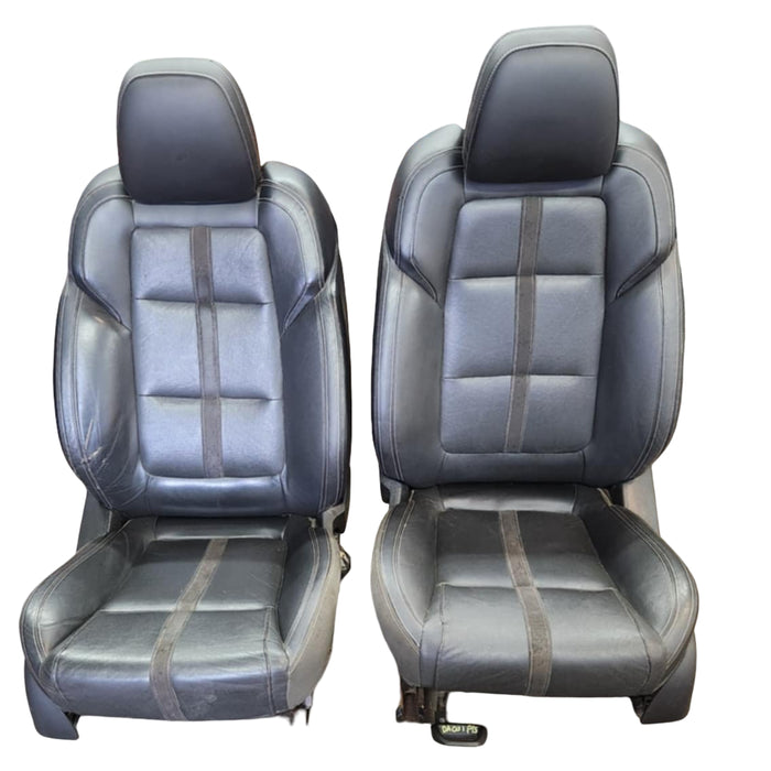 da001 - VF Holden Commodore - Front Leather Seats with white stitching and black suede