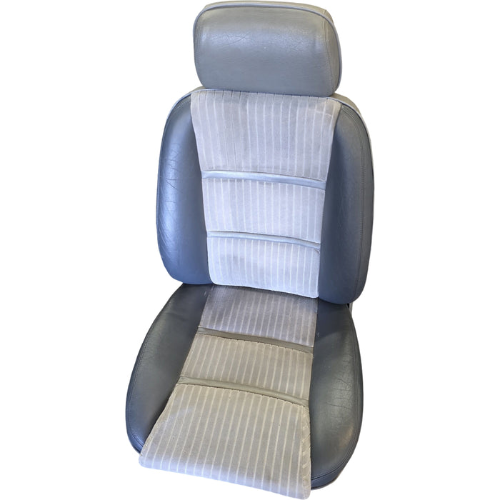 GEO01 - VR Holden Calais - FRONT Seat SET Two Tone Leather and Cloth with rails and seat side plastics
