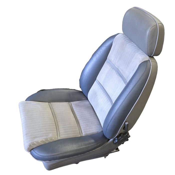 GEO01 - VR Holden Calais - FRONT Seat SET Two Tone Leather and Cloth with rails and seat side plastics