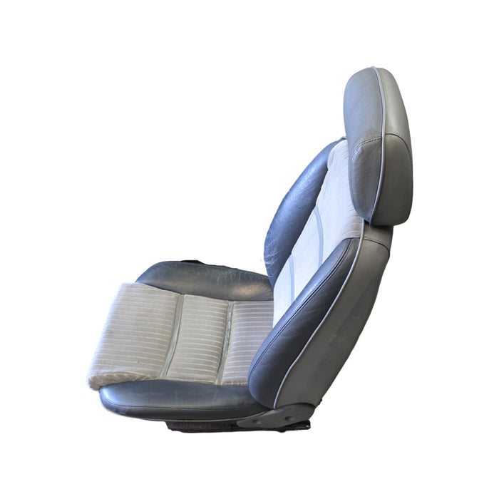 GEO01 - VR Holden Calais - FRONT Seat SET Two Tone Leather and Cloth with rails and seat side plastics