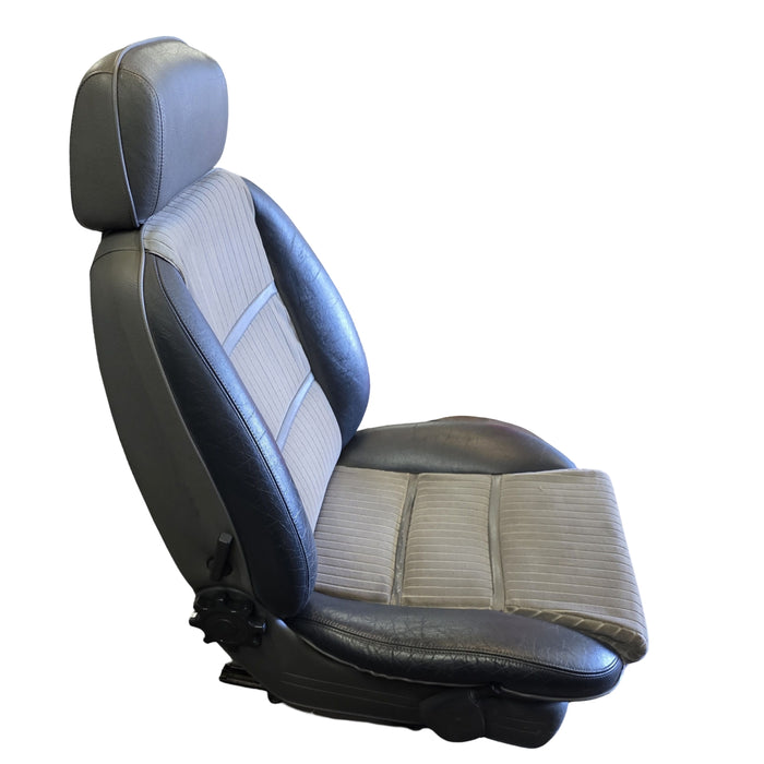 GEO01 - VR Holden Calais - FRONT Seat SET Two Tone Leather and Cloth with rails and seat side plastics