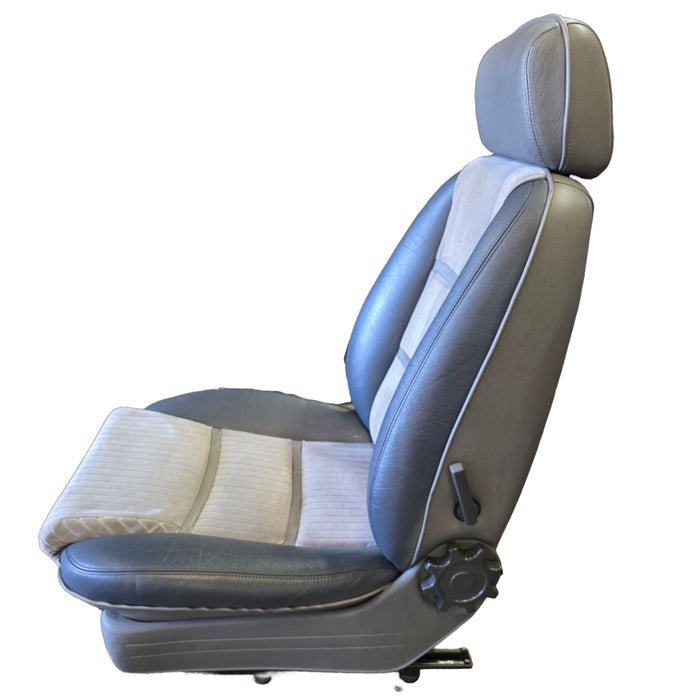 GEO01 - VR Holden Calais - FRONT Seat SET Two Tone Leather and Cloth with rails and seat side plastics
