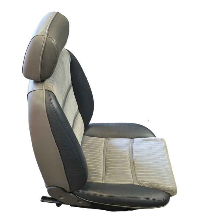 GEO01 - VR Holden Calais - FRONT Seat SET Two Tone Leather and Cloth with rails and seat side plastics