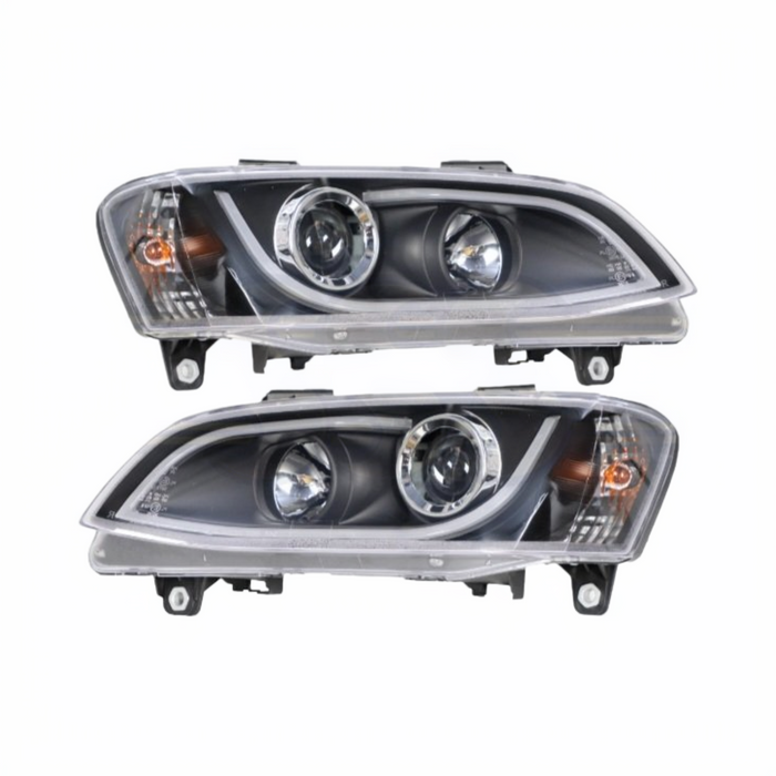 NEW OEM Quality - VE Holden Commodore Series II - Black Halo Headlights SET