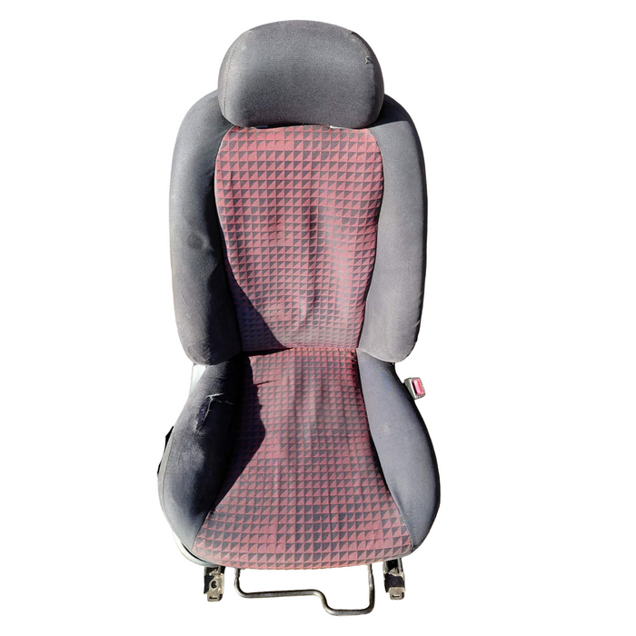 A303 - VZ Holden ONE TONNER Utility - Front Seats (PAIR) w/ Seatbelt Stalks & Seat Rails - RED/BLACK CLOTH
