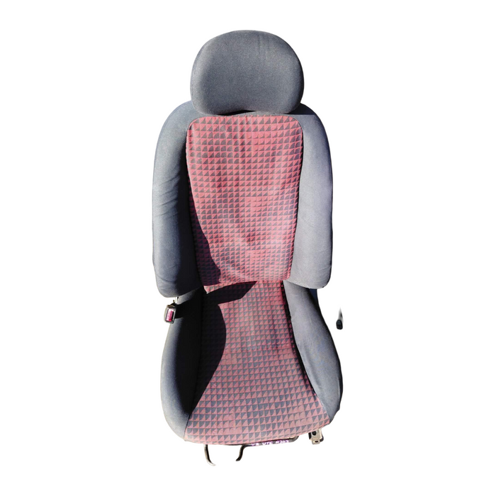 A303 - VZ Holden ONE TONNER Utility - Front Seats (PAIR) w/ Seatbelt Stalks & Seat Rails - RED/BLACK CLOTH