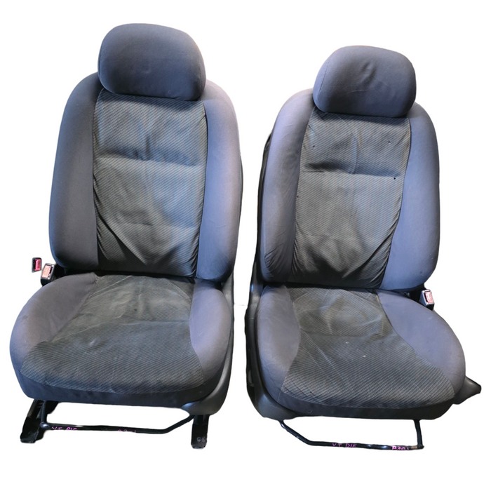 A301 - VT HOLDEN COMMODORE - Front Seats w/ Seatbelt Stalks & Rails (PAIR) - CLOTH TRIM #17i