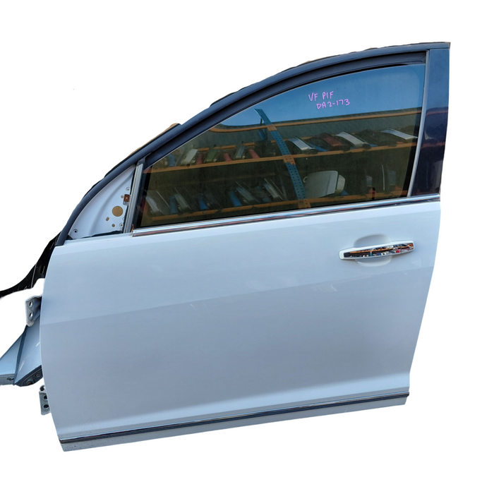 DA2-173 - VF Holden Calais - Passenger's Front Door w/ Chrome Handle & Trims - HERON WHITE #J073