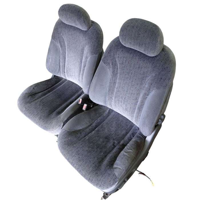 EX003 - VT Holden Calais - Front Seat (PAIR) w/ Side Plastics & Seatbelt Stalks - CLOTH TRIM #17i