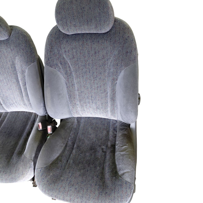EX003 - VT Holden Calais - Front Seat (PAIR) w/ Side Plastics & Seatbelt Stalks - CLOTH TRIM #17i