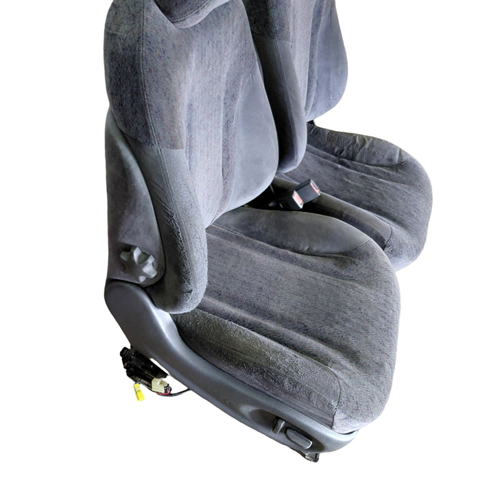EX003 - VT Holden Calais - Front Seat (PAIR) w/ Side Plastics & Seatbelt Stalks - CLOTH TRIM #17i