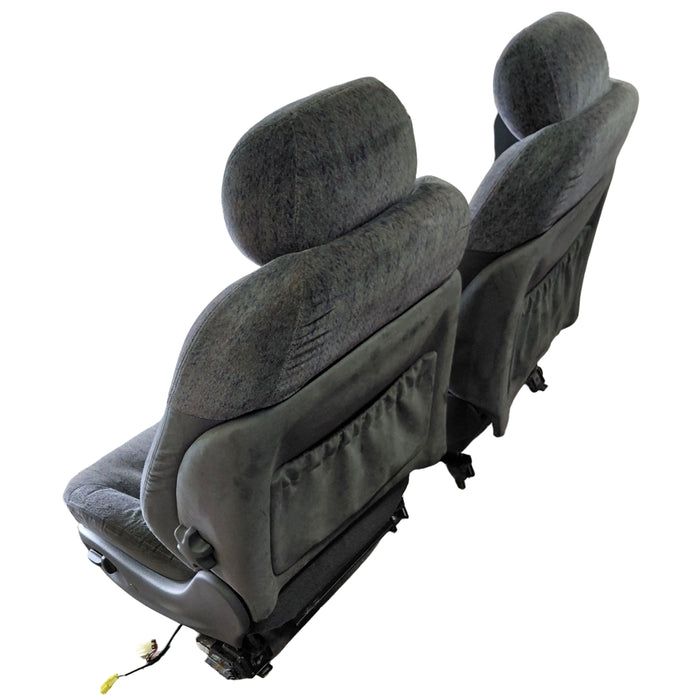 EX003 - VT Holden Calais - Front Seat (PAIR) w/ Side Plastics & Seatbelt Stalks - CLOTH TRIM #17i