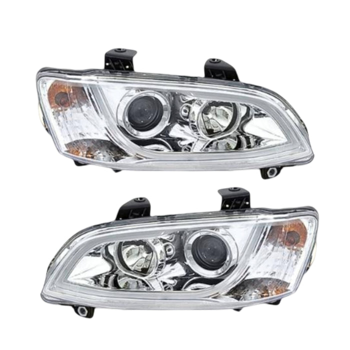 New OEM Quality - VE Holden Commodore Series II - Halo LED Chrome Headlight - Set