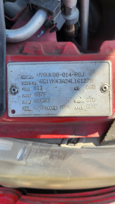 A161 - Vy Holden Commodore V6 Auto - Computer Set (BCM 208 Low, ECU Service # 09356445, FOB)