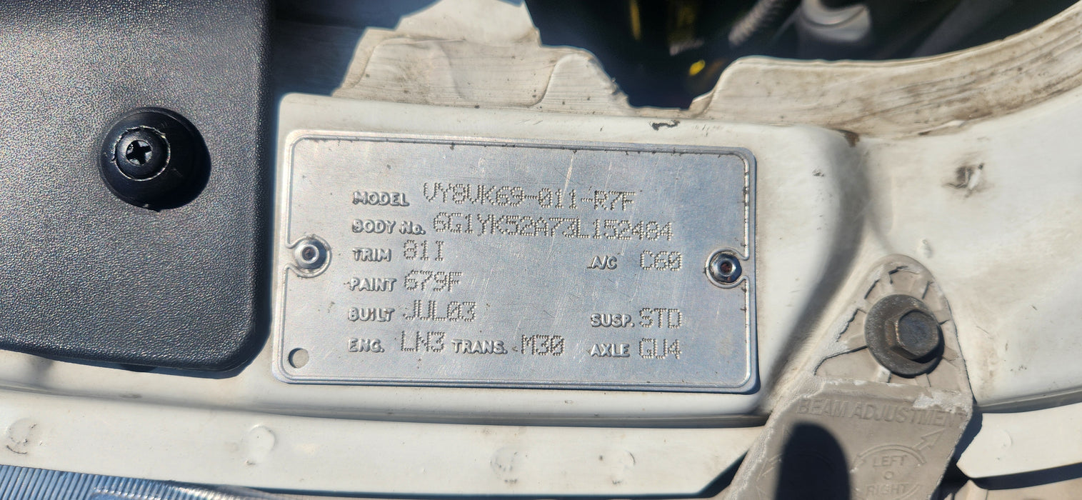 A227 - VY EQUIPE SEDAN - Driver's Rear Door - PAINT CODE HERRON WHITE #679F