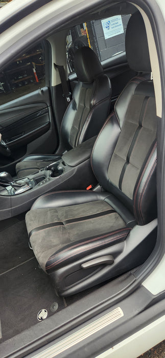 A241 - VF Holden Commodore Sedan Black Edition - Leather Front Seat Set with Red Stitching