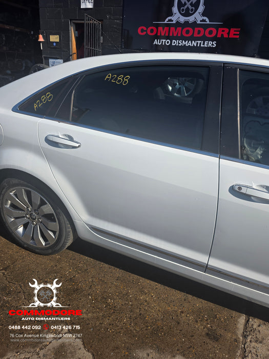 A288 - WM Holden Caprice V - DRIVERS Rear Door Complete (POWER WINDOWS) - HERON WHITE #679F