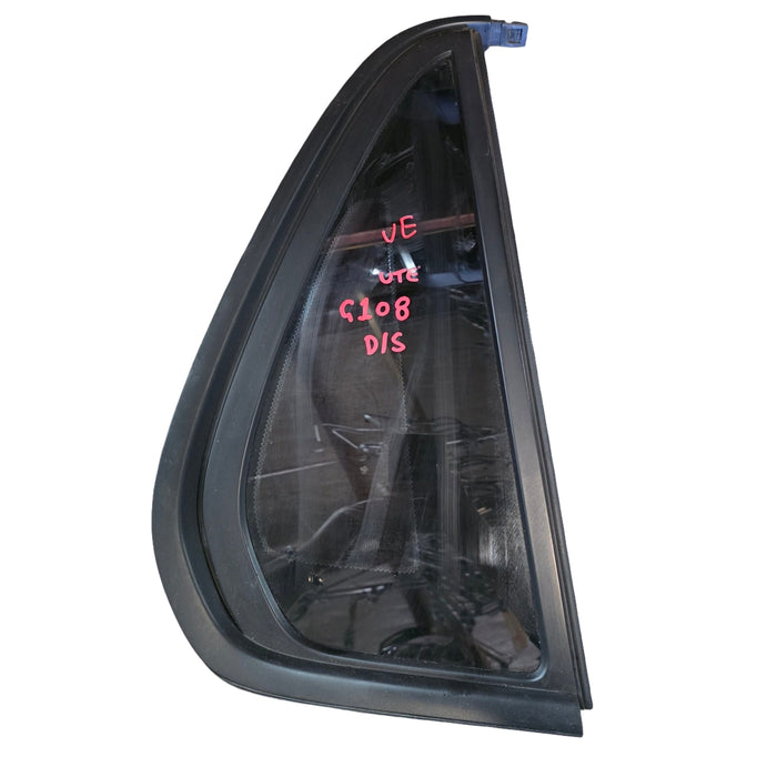 G108 - VE/VF HOLDEN COMMODORE UTILITY - QUATER WINDOW GLASS - DRIVER'S SIDE