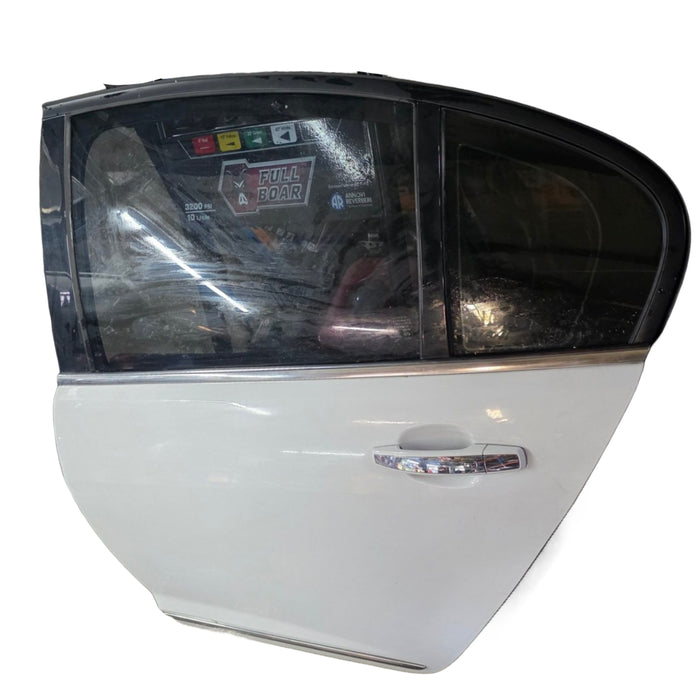 VF001 - VF Holden Calais V Sedan - Passenger Rear Door with window glass, reg and ext. Door handle Heron White #679F