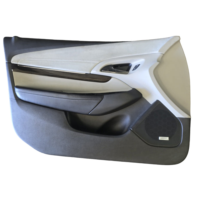 VF001 - VF Holden Calais V Sedan - IVORY Perforated Leather and Suede Doorcards with woodgrain feature  (set)