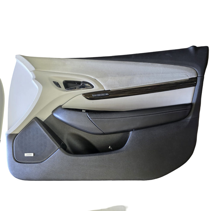 VF001 - VF Holden Calais V Sedan - IVORY Perforated Leather and Suede Doorcards with woodgrain feature  (set)