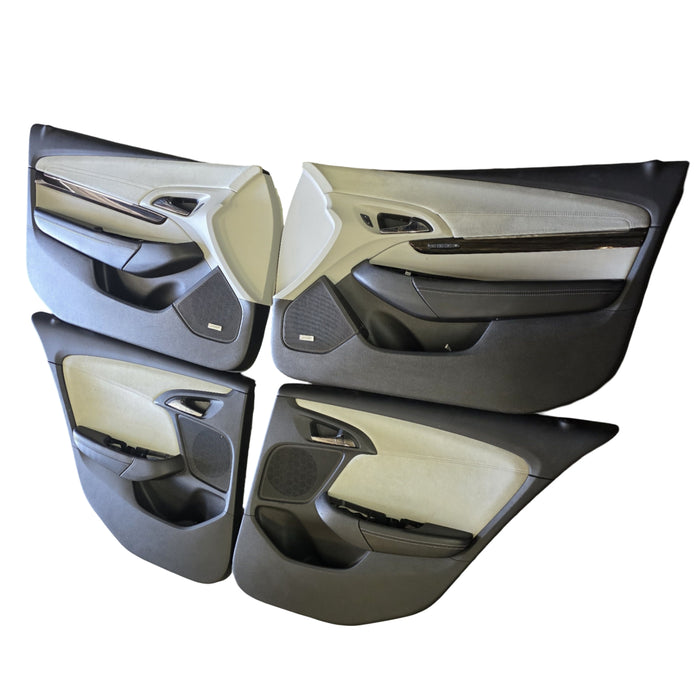 VF001 - VF Holden Calais V Sedan - IVORY Perforated Leather and Suede Doorcards with woodgrain feature  (set)