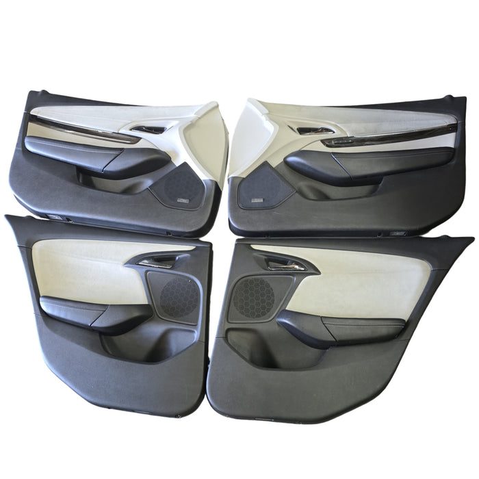 VF001 - VF Holden Calais V Sedan - IVORY Perforated Leather and Suede Doorcards with woodgrain feature  (set)