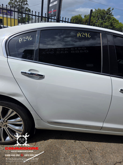 A296 - VF Holden Calais Sedan - DRIVERS REAR Door (POWER WINDOWS) - Herron White Paint #697F