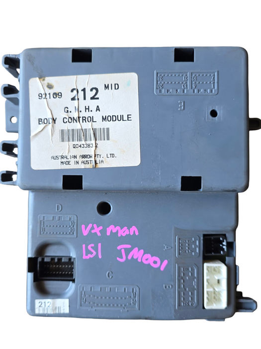 JM001 - VX Holden Commodore LS1 Manual - Body Control Module 212 MID & Powertrain Interface Module (S/N: 92087226)