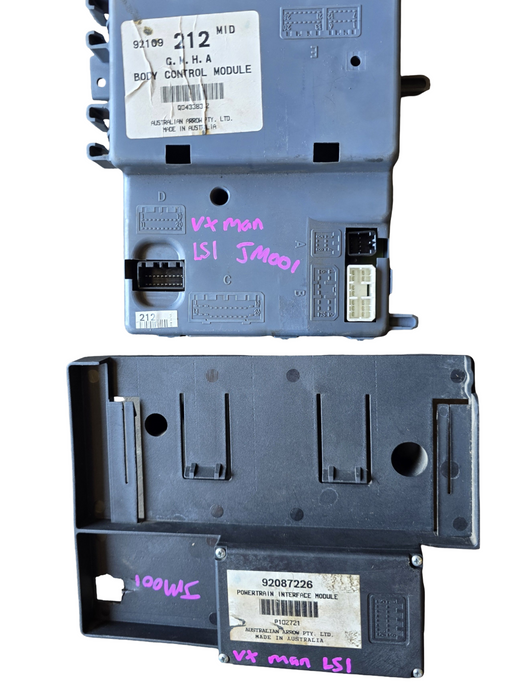 JM001 - VX Holden Commodore LS1 Manual - Body Control Module 212 MID & Powertrain Interface Module (S/N: 92087226)