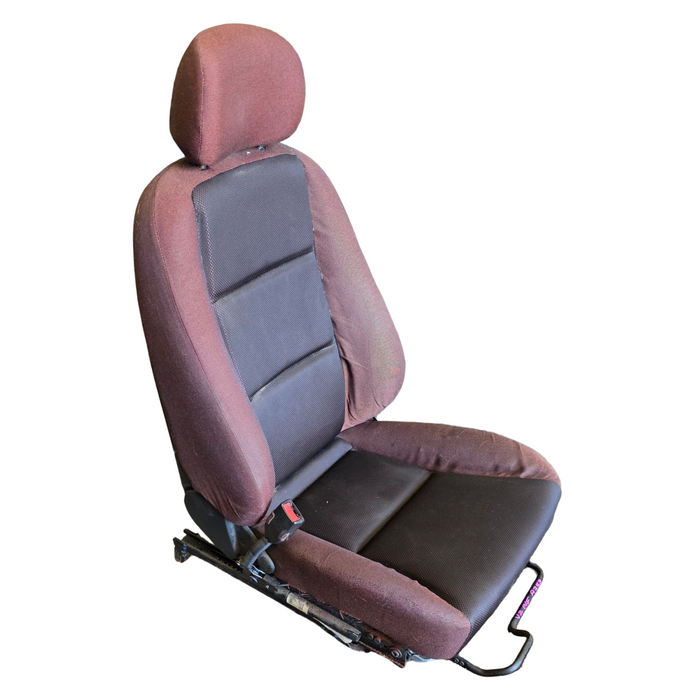 A253 - VZ Holden Crewman - Front Cloth Seats w/ Seatbelt Stalks (PAIR) - RED/BLACK CLOTH