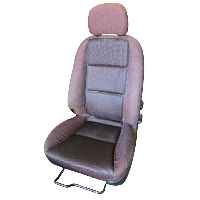 A253 - VZ Holden Crewman - Front Cloth Seats w/ Seatbelt Stalks (PAIR) - RED/BLACK CLOTH