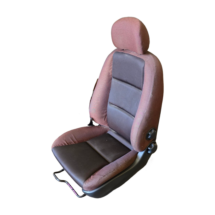 A253 - VZ Holden Crewman - Front Cloth Seats w/ Seatbelt Stalks (PAIR) - RED/BLACK CLOTH