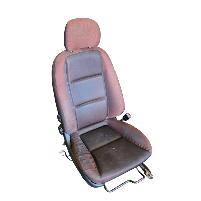 A253 - VZ Holden Crewman - Front Cloth Seats w/ Seatbelt Stalks (PAIR) - RED/BLACK CLOTH