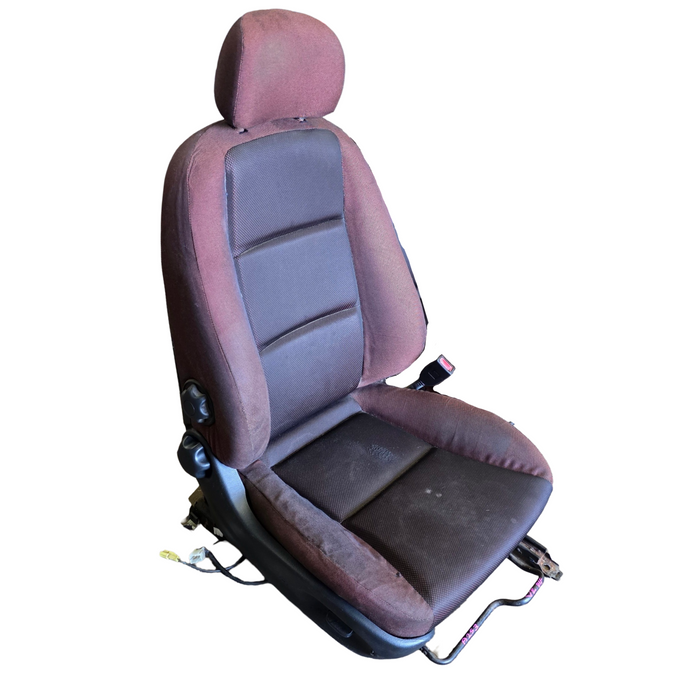 A253 - VZ Holden Crewman - Front Cloth Seats w/ Seatbelt Stalks (PAIR) - RED/BLACK CLOTH