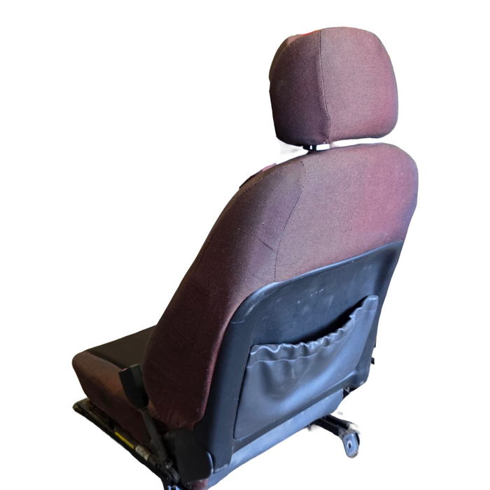 A253 - VZ Holden Crewman - Front Cloth Seats w/ Seatbelt Stalks (PAIR) - RED/BLACK CLOTH