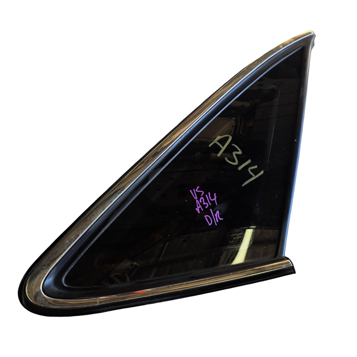 A314 - VS Holden Berlina - Driver's Side Rear Quarter Window Glass with Chrome Trim
