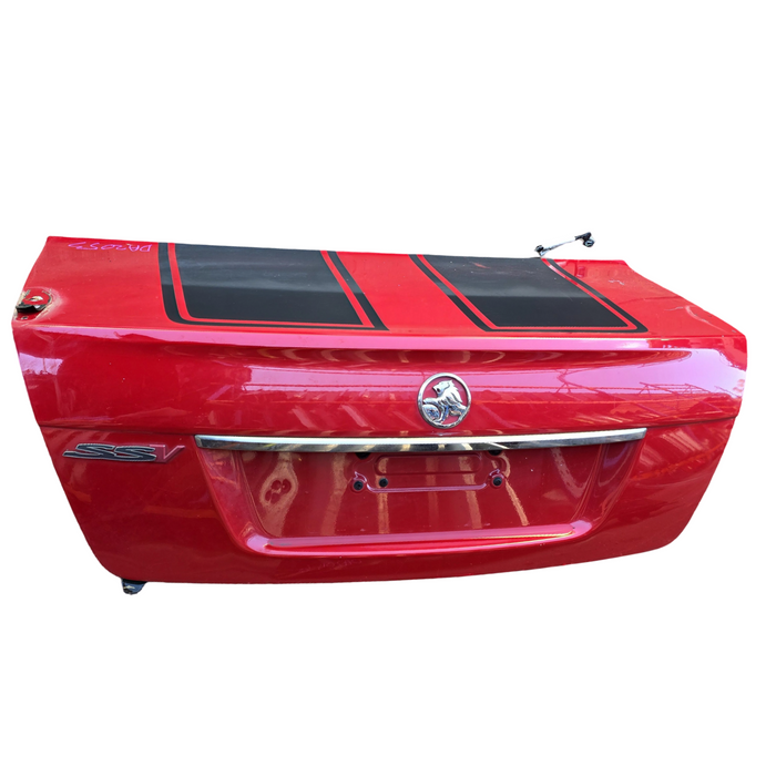 Da2053 - VE Holden Commodore -  Bootlid w/ Black Decal Sticker, "SSV" Badges & Chrome Trim - Sting Red #687F