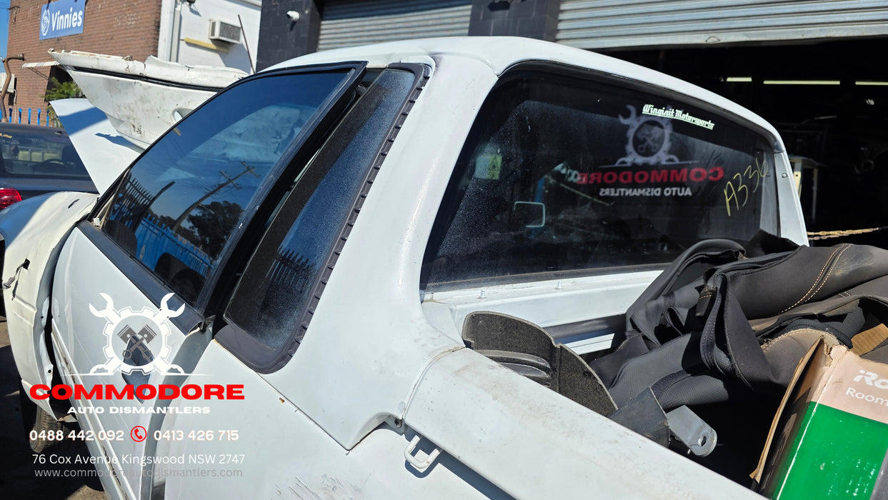 A336 - VS Holden Commodore SIII Utility - External Quarter Window Trim Passenger's Side - HERON WHITE #J073