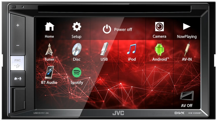 A301 - JVC 6.2" Touch Screen DVD Receiver & Stereo MODEL: KW-V250BT Bluetooth