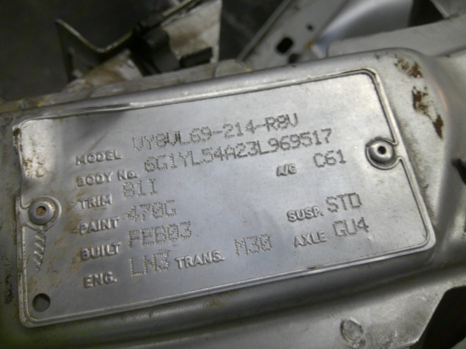 A051 - VY Holden Commodore Sedan - Boot Garnish Paint Code # 470G Quicksilver