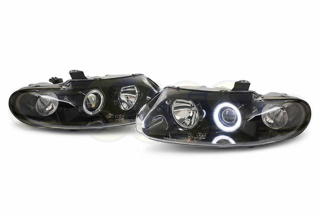 New OEM Quality VT / VX / VU Holden Commodore SS Style - Black Angel Eye Headlight Set