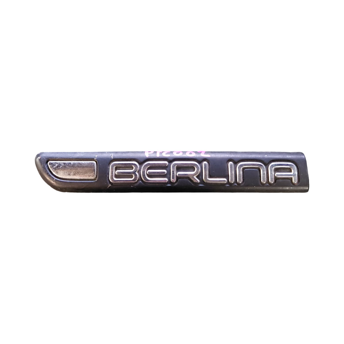 PIC002 - VR/VS Holden Berlina - "BERLINA" Passenger's Front Guard Badge Genuine - BLACK/CHROME 165mm