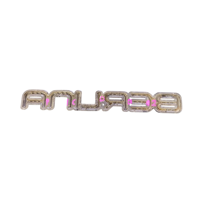 PIC002 - VN-VR Holden Berlina - "BERLINA" Front Guard / Bootlid Badge Genuine - BLACK/CHROME 190mm