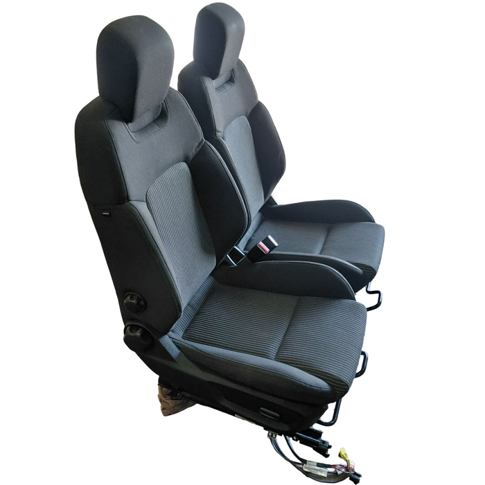 OMAR - VE Holden Commodore SV6 Series II - Front Seats w/ Seat Rails & Seatbelt Stalks (PAIR) - CLOTH Pinstripe